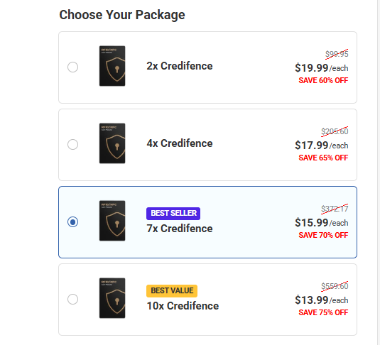 Credifence Card Protection Pricing