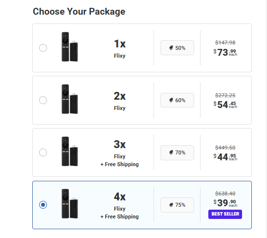 Flixy Smart TV USB Stick Pricing
