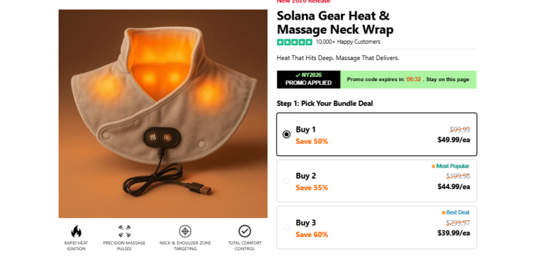 Solana Gear Heat & Massage Neck Wrap